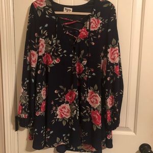 SMYM floral lace up Tunic
